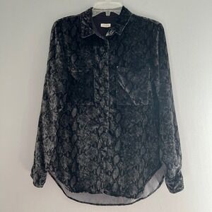 PILCRO‎ Snake Print Velvet Button Up Shirt Women's Size Small Animal